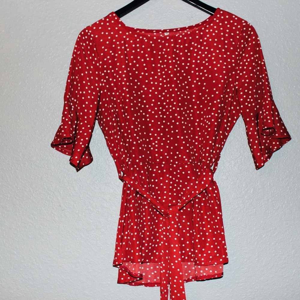 Adorable Red & White Blouse